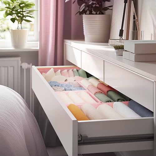 Criusia Drawer Organizer Clothes, 10 Pack Dresser Organizer for Baby Clothes, Underwear, Sock- Foldable Closet Organization and Storage Dividers Bins for Nursery, Bedroom (Pink)