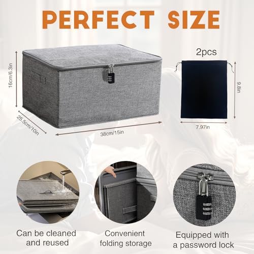 Lockable Game Toy Storage Bag Organizer 15 x 10 x 6.3 Inch, Gray