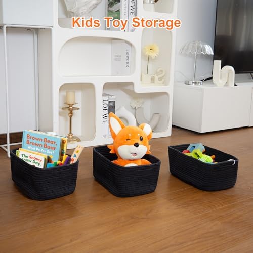 3Pack Small Woven Storage Baskets for Shelves Organizing