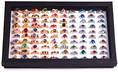 ZLY Jewelry Rings Display Tray Velvet 100 Slot Case Box Jewelry Storage Box