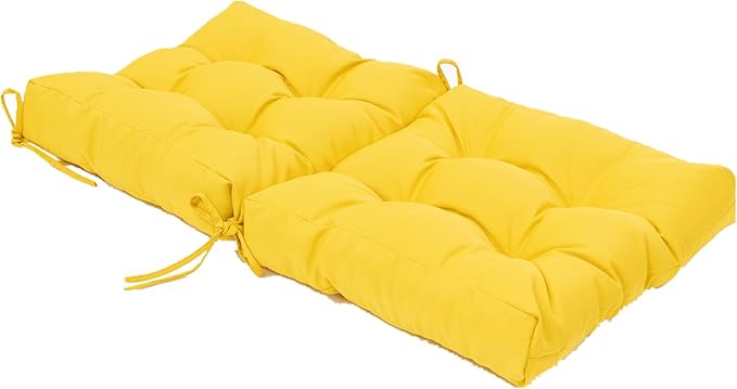 QILLOWAY Outdoor Chair Cushion for Patio Furniture, Waterproof Patio Cushions Set of 4 with Ties, Fade Resistant Replacement Pads for Outdoor Rocking Chairs,Yellow