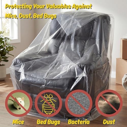 Wowfit 4mil Furniture Cover for Moving, Chair Storage Bag, 34Wx42.1Dx65/48H