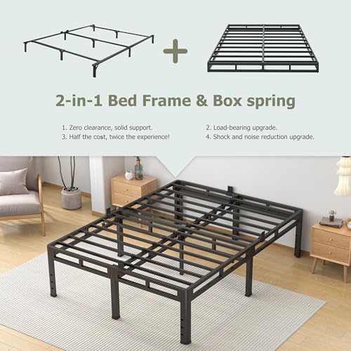 NKZ 2-in-1 Twin Size Metal Platform Bed Frame, 20 Inch Heavy Duty Bed Base