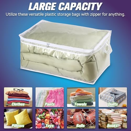 Large Storage Bag for Clothes, Jumbo Zipper Totes