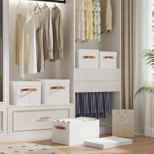 White Foldable Storage Bin,10.2×7.8×6.7 In,Shelf Basket,1-Pack