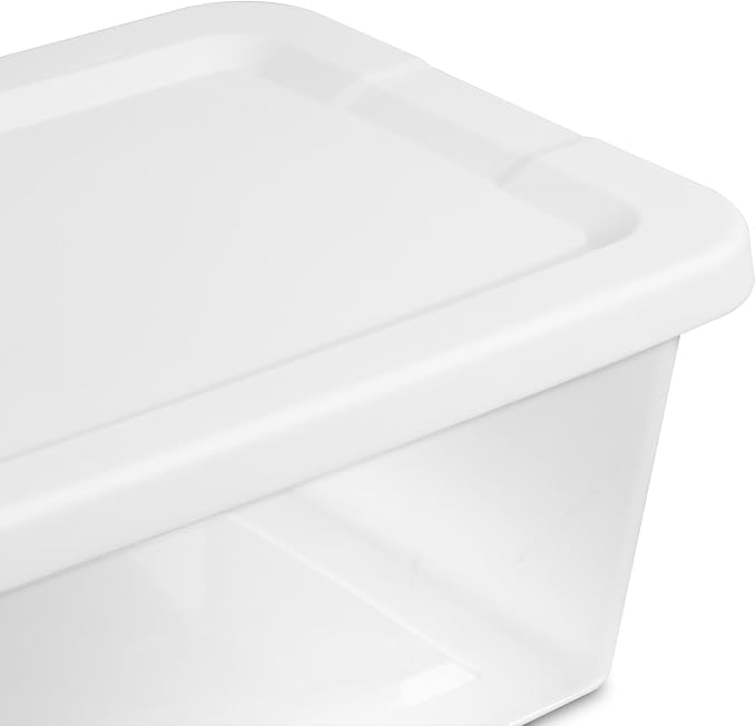 10-Pack 6-Quart Clear Plastic Storage Boxes with Snap-on Lids, White