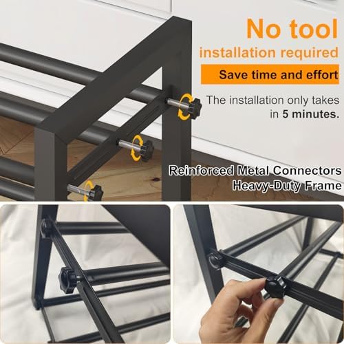 3-Tier Expandable Metal Shoe Rack for Closet & Entryway, Shoe Organizer