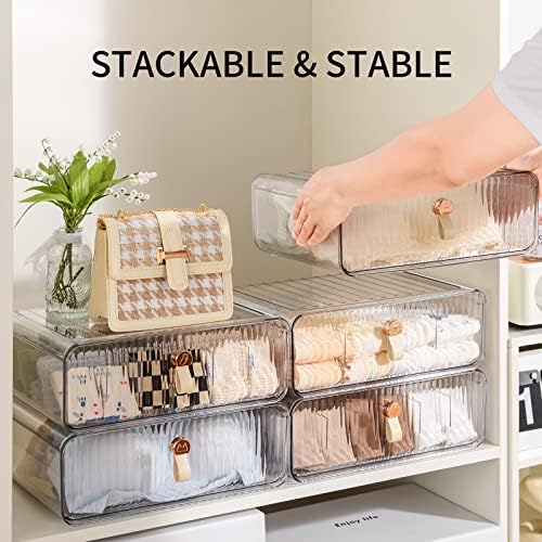 Socks Underwear Drawer Organizer Dividers, 16 Cell Stackable Closet Organizer, Plastic Underwear Drawer Storage for Clothing, Baby Clothes, Bra, Ties, Belts