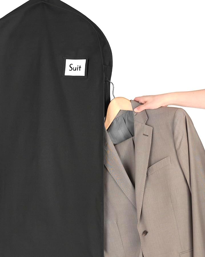 Whitmor Deluxe Suit Garment Bag, 38" Heavy Duty 3" Gusset, 6 Pack Black