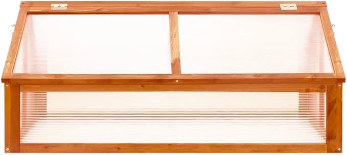 Firwood Garden Portable Wooden Greenhouse - Raised Flower Planter with 2 Roofs, Mini Greenhouse Cabinet for Outdoor Indoor Use - 44.8"x31.4"x19.6"/Brown