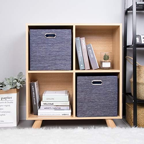 Posprica Storage Cube Basket Bins,13×13 Foldable Storage Containers for Shelf Cabinet Bookcase Boxes,Thick and Heavy Duty Fabric Drawer (4pcs, blue)