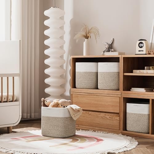 joybest 11inch Cube Storage Bins, Cotton Rope Woven Organizer Basket