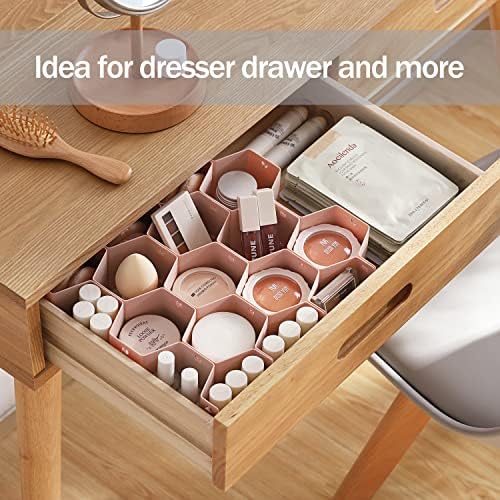 Sock Drawer Organizer, Drawer Divider Organizer for Underwear Socks Ties Belts Assemble Honeycomb Separator Closet Cabinet DIY Desk Office 8pcs White