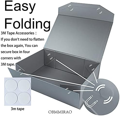 Silver Magnetic Large Gift Box with Lid, 13x9x4 Inches, 2Pcs