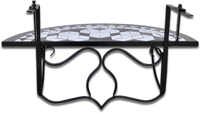 Garden Table Black and White Iron Frame Patio Table