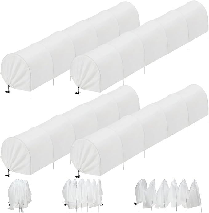 4 Pack Mini Garden Greenhouse Tunnel Net Cover, 10ft 2 in 1 Portable Frost Cloth Hoop Greenhouse Tunnel Quick-release Technology Sun Heat Protection for Outdoor Garden,Plant,Vegetable,Raised Bed