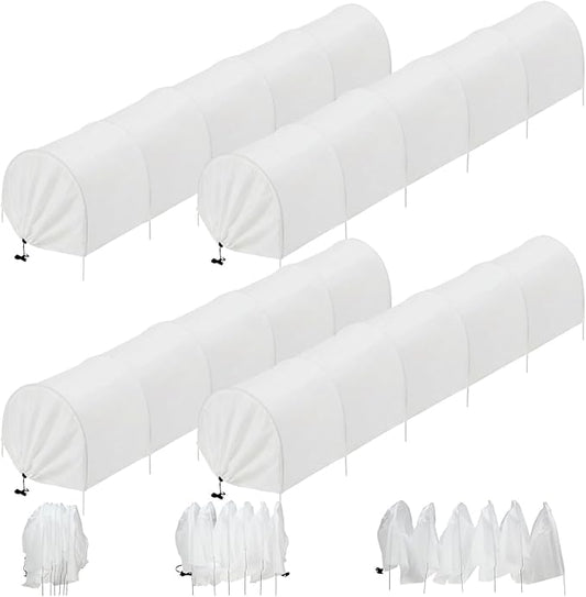 4 Pack Mini Garden Greenhouse Tunnel Net Cover, 10ft 2 in 1 Portable Frost Cloth Hoop Greenhouse Tunnel Quick-release Technology Sun Heat Protection for Outdoor Garden,Plant,Vegetable,Raised Bed