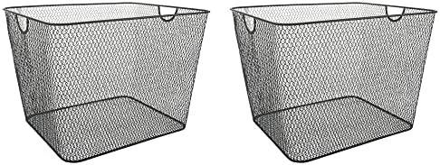 YBM Home Kitchen Pantry Organizer Wire Baskets for Shelves, Cabinets, Pantry, Countertop, Mesh Open Storage Bin Metal Basket for Organizing Food Supplies, 2 Pack