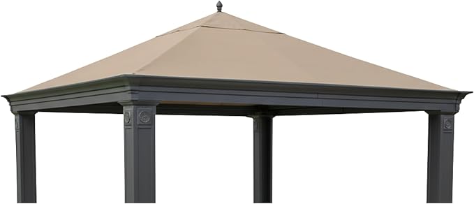 Garden Winds Heavy Duty Reinforced RipLock 500 Replacement Canopy Top Cover Compatible with Tiverton (Series 3) 10' x 12' Gazebo Models SA-585, DPCI 009050195 - Beige