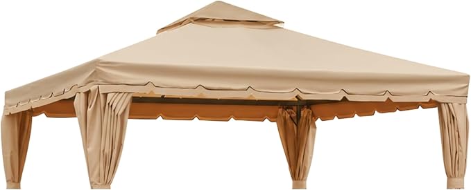 Garden Winds Reinforced RipLock 350 Replacement Canopy Top Cover Compatible with Erommy 12' x 12' Square Gazebo Models B088NCCWXF, HWG-027C - Beige
