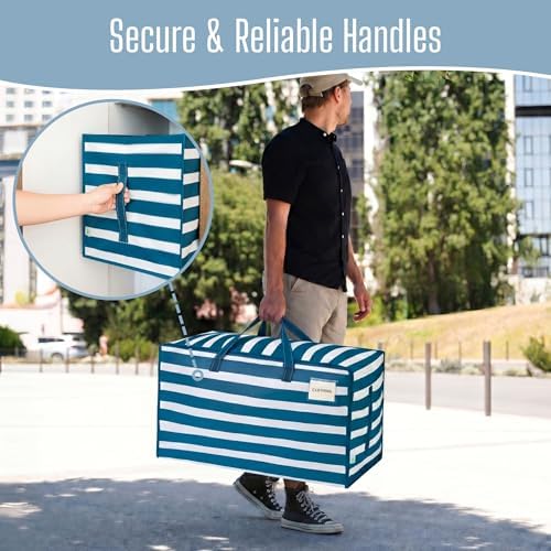 VENO 6 Pack Extra Large Heavy Duty Moving Bags with Wide Opening & Reinforced Handles, Reusable Storage Tote Bags with Strong Zippers for Clothes, College Dorm Essentials & Moving Supplies