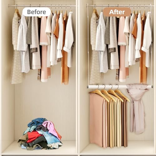 STORAGE MANIAC Adjustable Closet Rod for Hanging Clothes, 2 Pack White