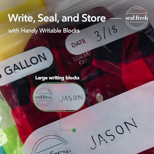 Seal Fresh 3 Gallon Large Plastic Storage Bags – 16" x 18" (60 Count) – Reusable XXL Extra Large Clear Jumbo Zip Bags with Sealable Zipper Top For Clothes, Travel, Moving