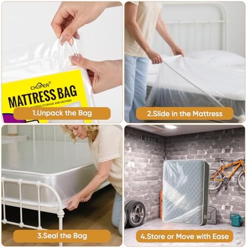 King/Cal King Mattress Bag for Moving and Storage,Waterproof Plastic Mattress Cover for Disposal and Protection Product