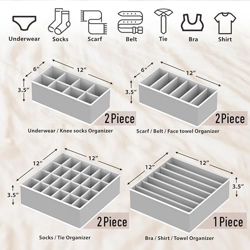 Simple Houseware Closet Underwear Organizer Drawer Divider Assorted 7 pcs