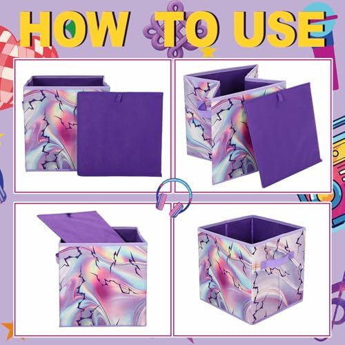 Bokon 2 Pcs Kpop Party Favors 11 Inch Cube Storage Bins with Handles