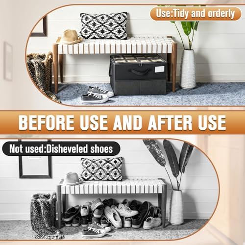 2 Pack Shoe Storage Organizer Box for Closet Adjustable Dividers