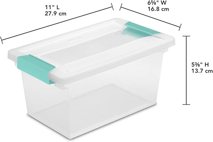 Sterilite 12-Pack Clip Box, Stackable Clear Plastic Bins with Latching Lids, Medium - Writing, Arts or Crafts Supplies Storage Containers for Home, Office, Classroom and Workshop Organization