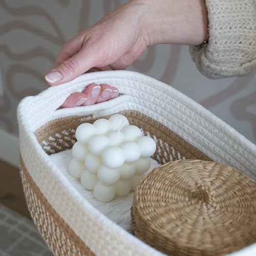 Beautiful Storage Basket Set of 3 - Sturdy Rope Baskets for Shelves