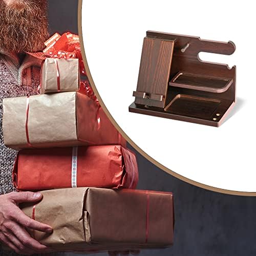 Gifts for Men Wood Phone Docking Station for Mens Gifts for Christmas Husband Anniversary Dad Birthday Gifts for Men or Dad - Nightstand Organizer Purse Father Desk Accessories & Workspace Organizer