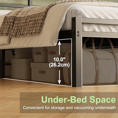 Lutown-Teen 12 Inch King Size Bed Frame with Headboard and Footboard