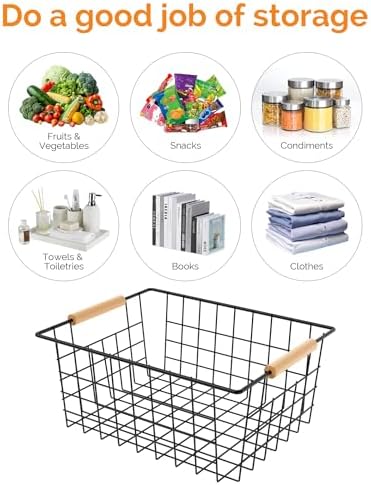 Baskets for household purposes, Wire Basket with Wooden Handle
