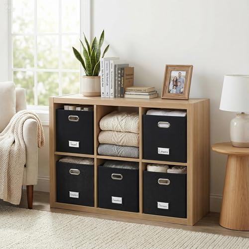 DECOMOMO Felt Storage Bins, 11 inch Cube Storage Bin with Labels