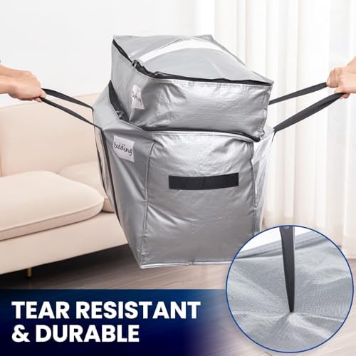 TAILI 2 Tier Moving Bags,4 Pack Silver Storage Bags with Visible Window