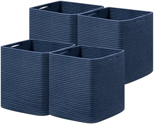 joybest 11inch Cube Storage Bins, Cotton Rope Woven Organizer Basket