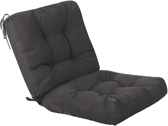 QILLOWAY Outdoor Chair Cushion for Patio Furniture, Waterproof Patio Cushions with Ties, Fade Resistant Replacement Pads for Outdoor Rocking Chairs,Dark Grey