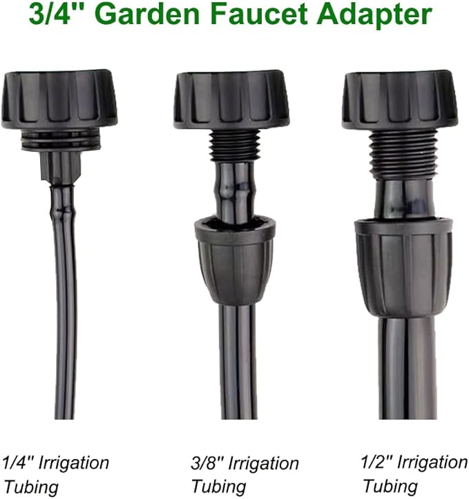 Drip Irrigation Hose Connectors,1/4 Inch Drip Irrigation Tubing x 3/4 FHT Swivel Garden Faucet Adapter, Convert 3/4" Garden Hose to 1/4" Drip Pipe for Irrigation Kits (3-Pack)