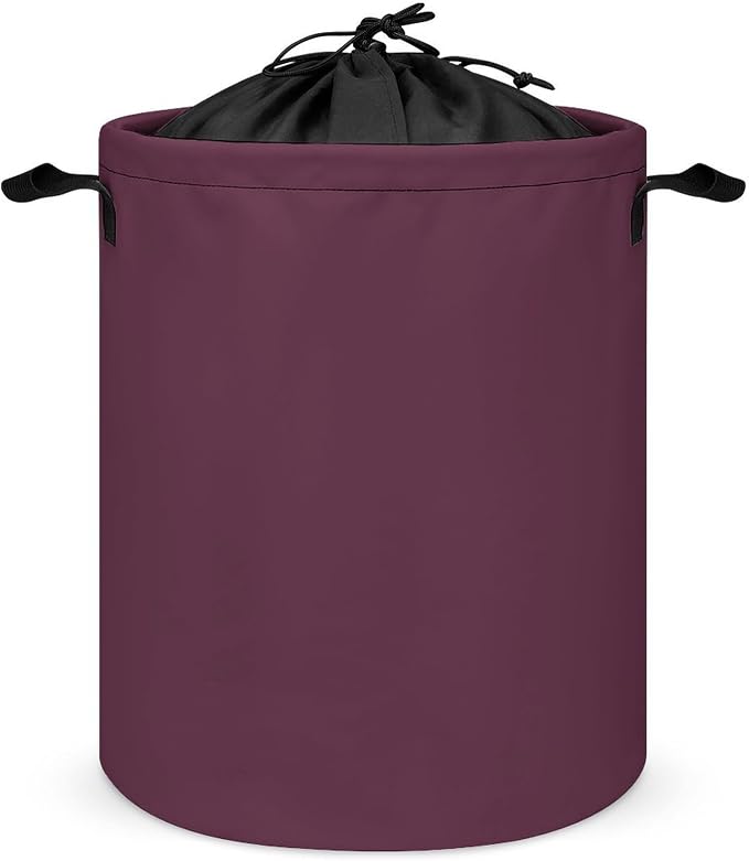 Large Laundry Hamper Bag, Plum Purple Color Collapsible Laundry Basket with Drawstring Dirty Clothes Organizer Washing Bin for Family Essentials Storage
