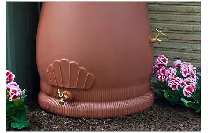 Rain Wizard Decorative Urn Rain Barrel, Durable polyethylene Resin, with Brass Spigot, Flat-Back Design,Perfect for Gardening Any Home (Terra Cotta, 50 Gallon)