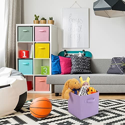 Stero 13x13x13 Inch Fabric Storage Bins 6 Pack Fun Colored Durable Storage Cubes with Handles Foldable Cube Baskets for Home, Kids Room, Closet and Toys Organization Multi Colors