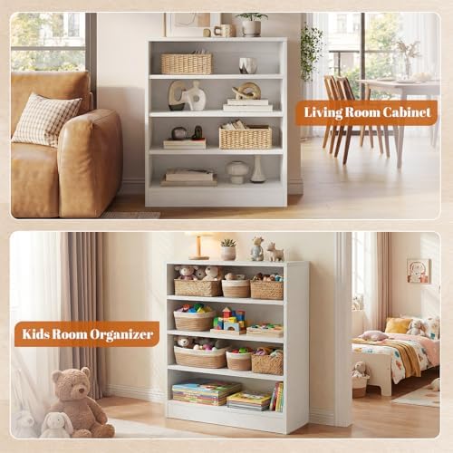 Homieasy Shoe Cabinet, 5-Tier Modern Wood Shoe Storage Organizer, White