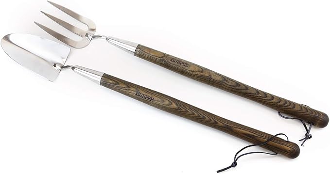 Burpee 20" Stainless Steel Fork | Durable Long Lasting Garden Tool | Leather Wrist Strap 6" Handle, 10 Year Warranty