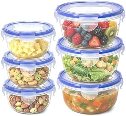 KIGI Small Round Food Storage Containers, 2.5 Cup / 1.25 cup, 6 Pack