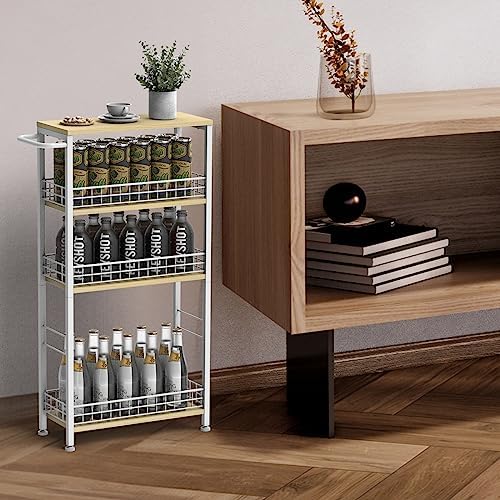 NOVIMANGO Slim Storage Cart White 4 Tier Rolling Cart with Wheels