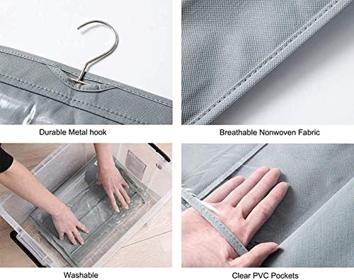 HAN SHENG 6-Pocket Clear Hanging Purse Organizer for Closet, Grey, 1 Pack