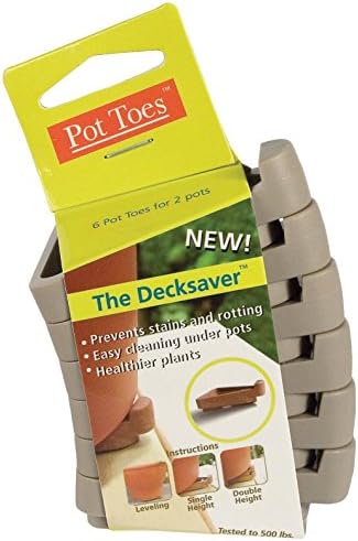 Bosmere Pot Toes, Plant Pot Risers for Indoor and Outdoor, Prevent Stains and Rotting on Wood, Cement, and Tile, Light Gray (Pack of 6),SPT-06LGCS
